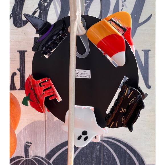 Piper K Halloween Hair Claw Clip Set Ghost‎ Pumpkin Witch Candy Corn NEW - Picture 3 of 5